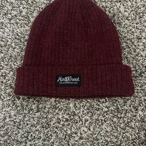 Red Knit Cuffed Beanie Hat